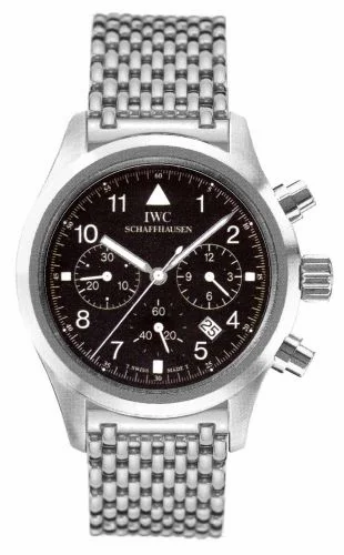 IWC Pilot's Watch Chronograph Mecaquartz Stainless Steel / Black / Bracelet IW3741-02 (IW374102)